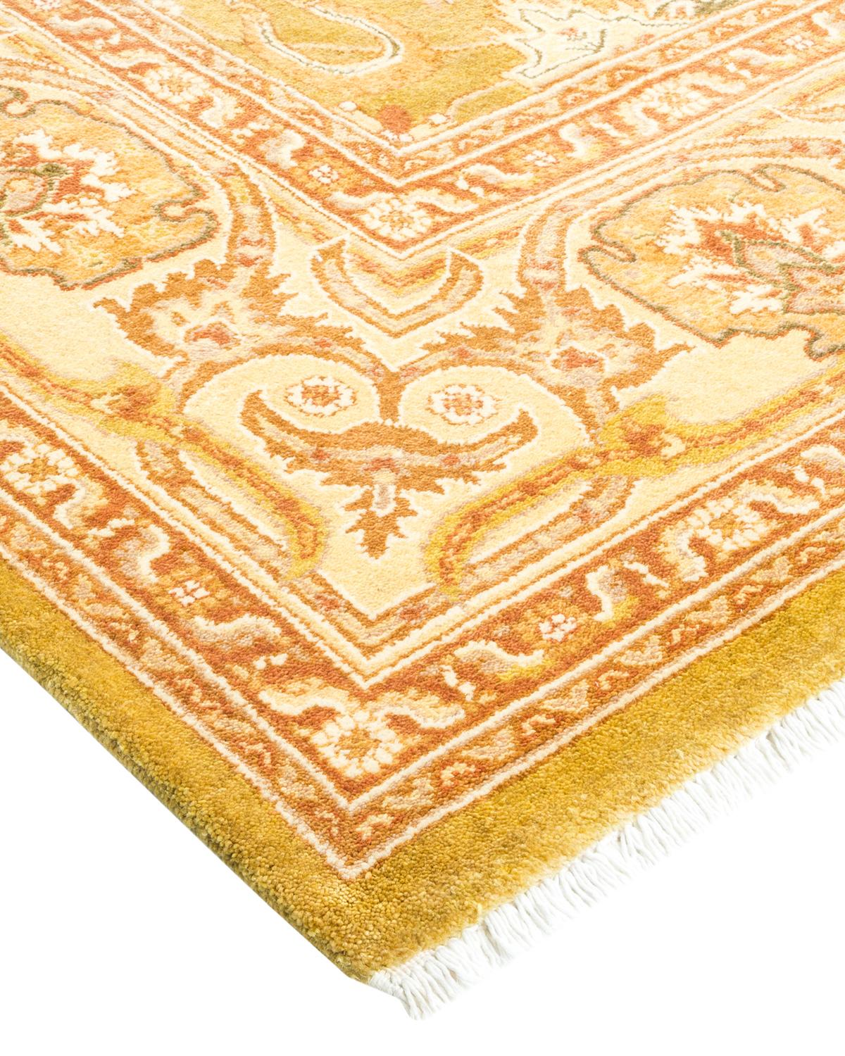 One-of-a-Kind Hand Made Contemporary Eclectic Green Area Rug For Sale 1