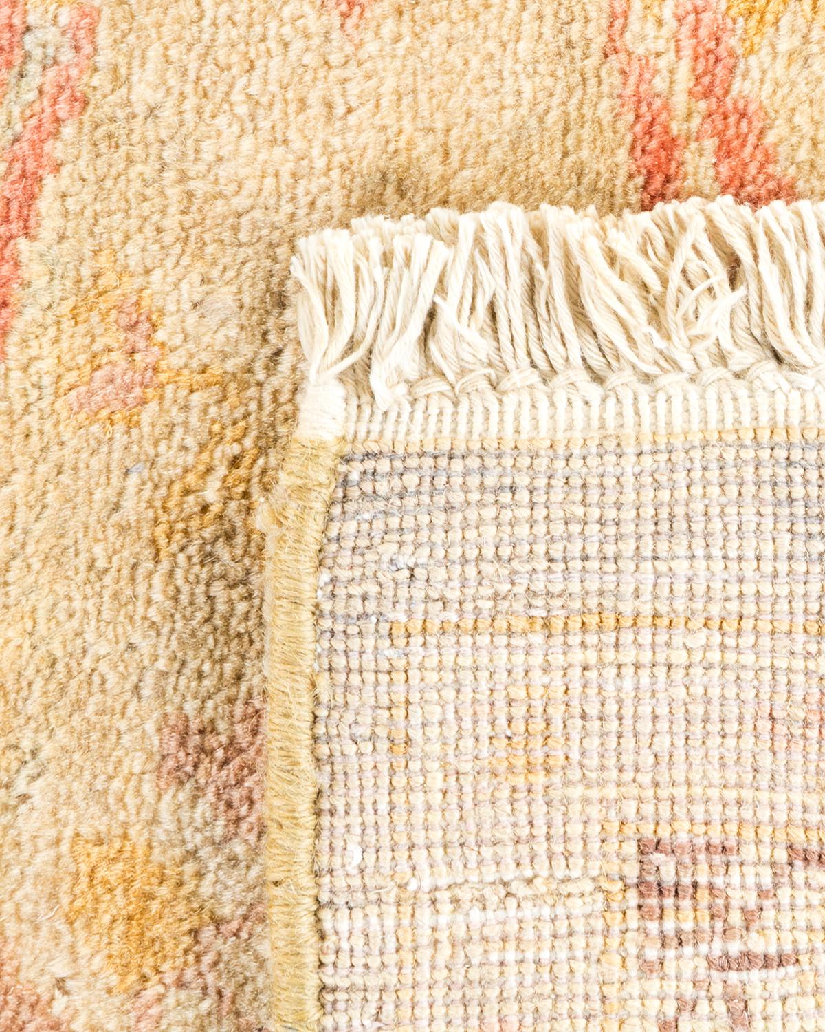 Hand-Knotted One-of-a-Kind Hand Made Contemporary Eclectic Green Area Rug For Sale
