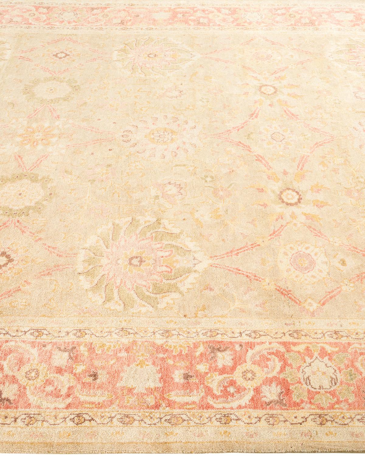 One-of-a-Kind Hand Made Contemporary Eclectic Green Area Rug In New Condition For Sale In Norwalk, CT