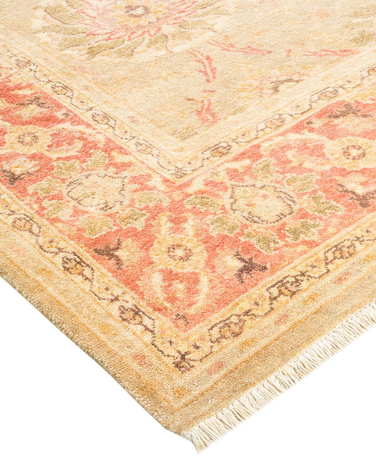 One-of-a-Kind Hand Made Contemporary Eclectic Green Area Rug For Sale 1
