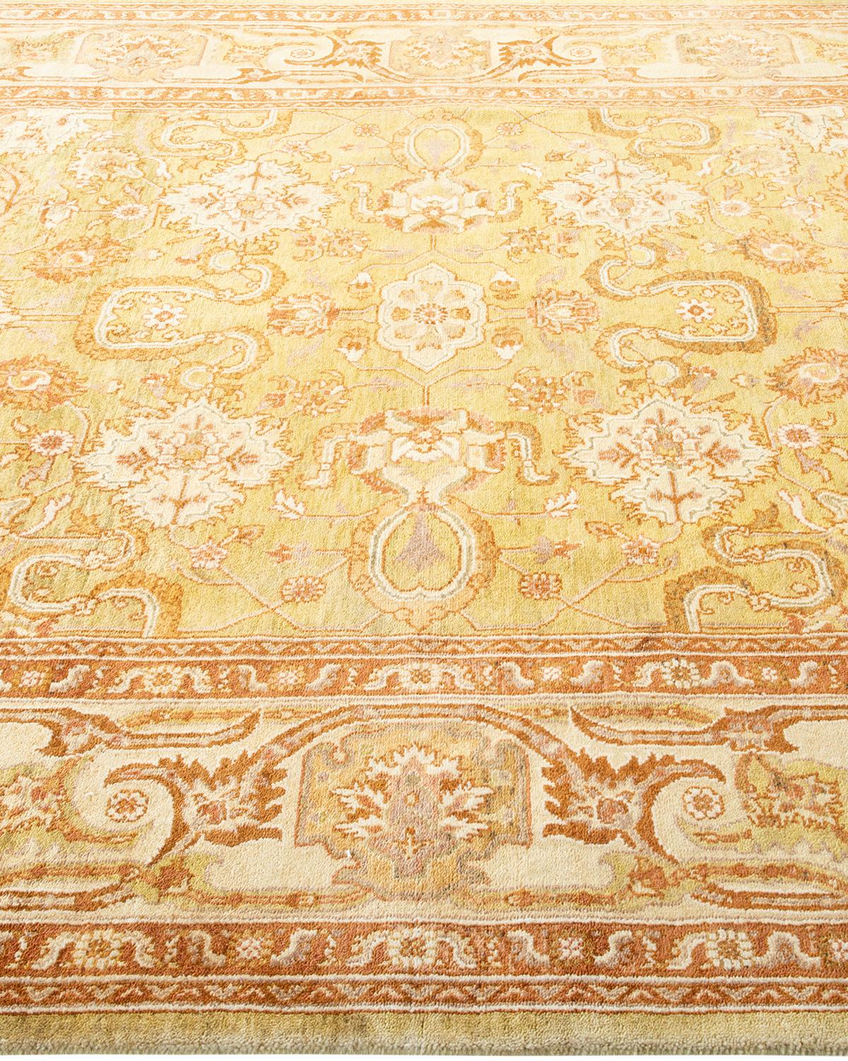 One-Of-A-Kind Hand Made Contemporary Eclectic Green Area Rug In New Condition For Sale In Norwalk, CT