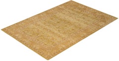 One-of-a-Kind Hand Made Contemporary Eclectic Green Area Rug