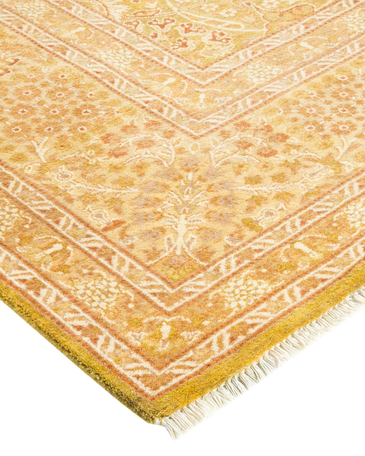 Laine Tapis vert éclectique contemporain fait à la main unique en son genre en vente