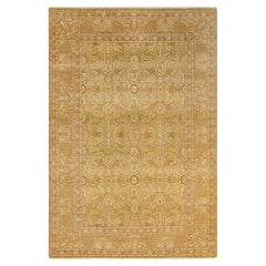 One-of-a-Kind Hand Made Contemporary Eclectic Green Area Rug
