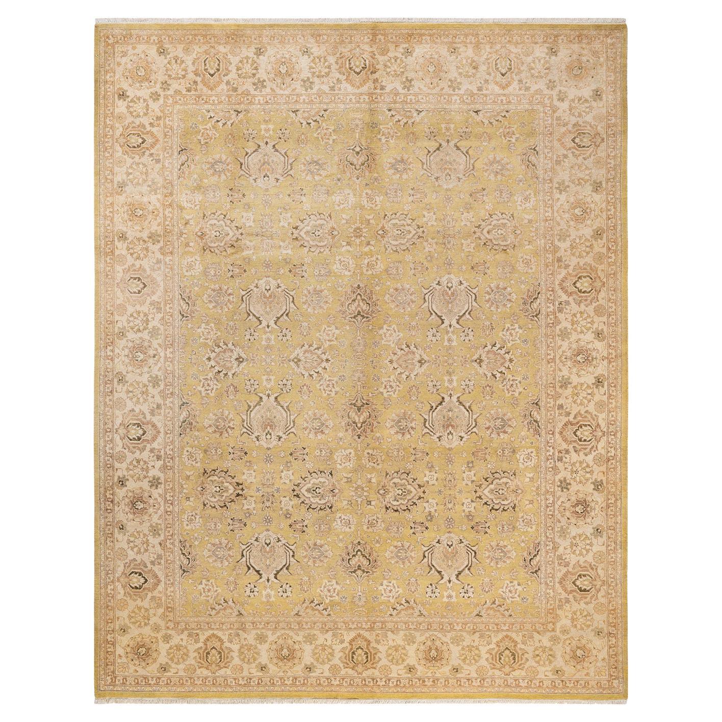 One-Of-A-Kind Hand Made Contemporary Eclectic Green Area Rug