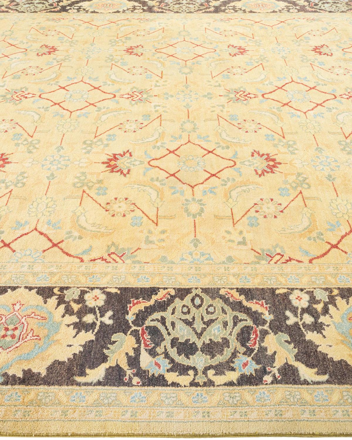 One-of-a-Kind Hand Made Contemporary Eclectic Green Area Rug In New Condition For Sale In Norwalk, CT