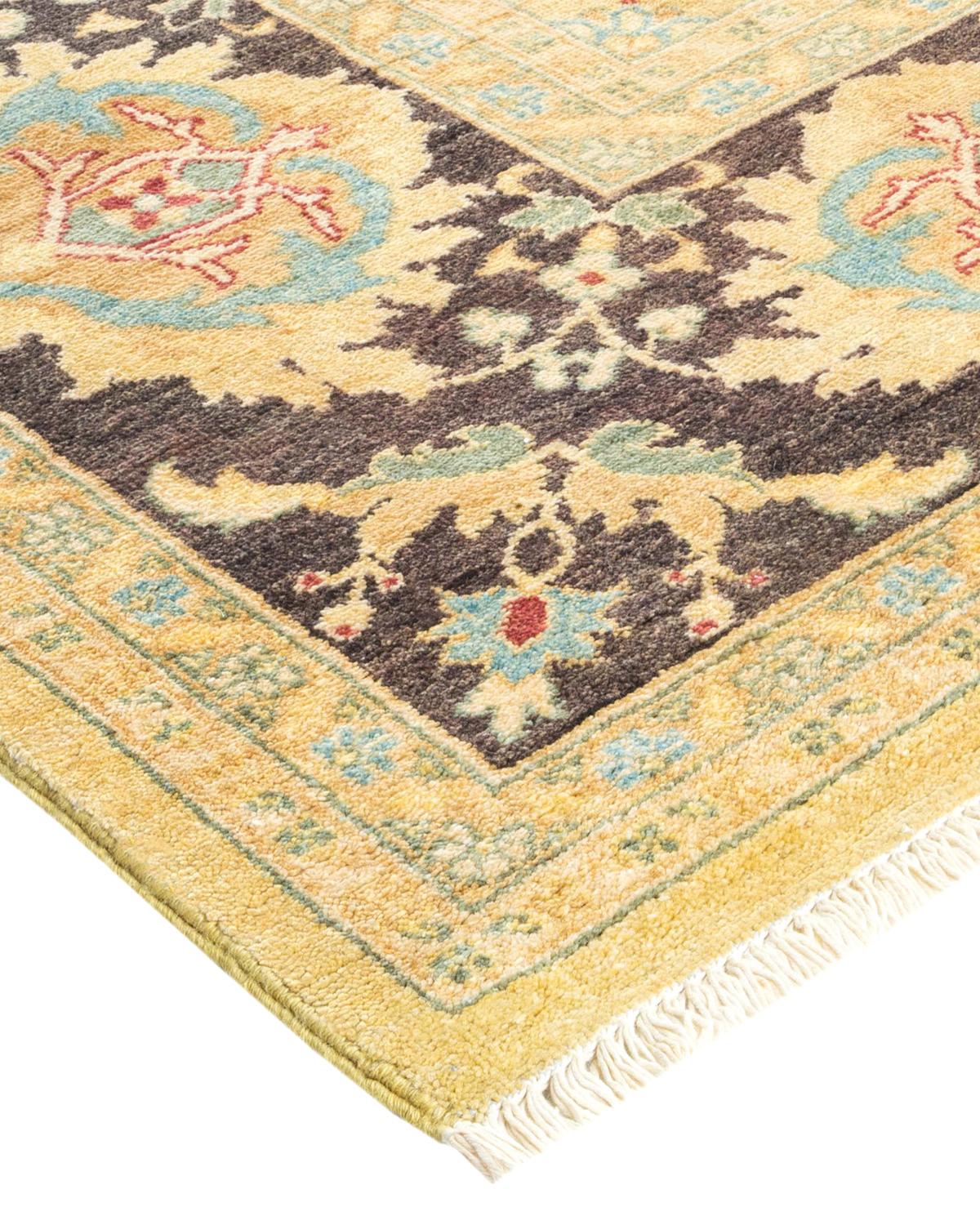 One-of-a-Kind Hand Made Contemporary Eclectic Green Area Rug For Sale 1