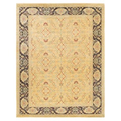 One-of-a-Kind Hand Made Contemporary Eclectic Green Area Rug