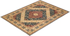 One-Of-A-Kind Hand Made Contemporary Eclectic Green Area Rug