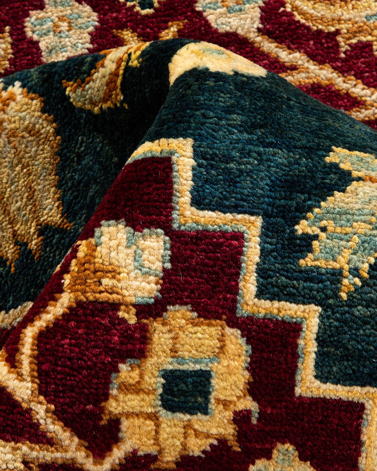 Pakistano Tappeto d'area contemporaneo eclettico verde unico nel suo genere Hand Made in vendita