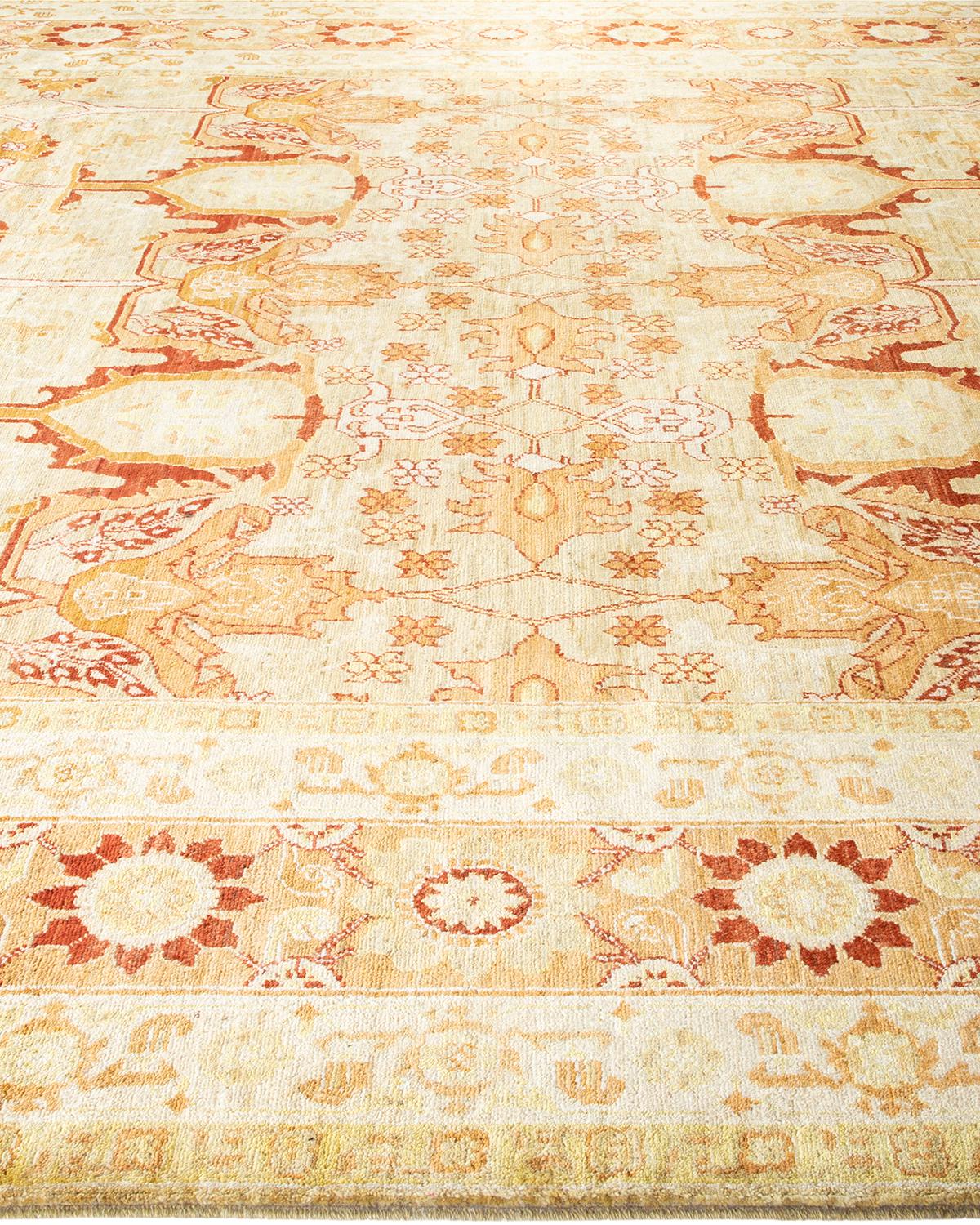 One-of-a-Kind Hand Made Contemporary Eclectic Green Area Rug In New Condition For Sale In Norwalk, CT