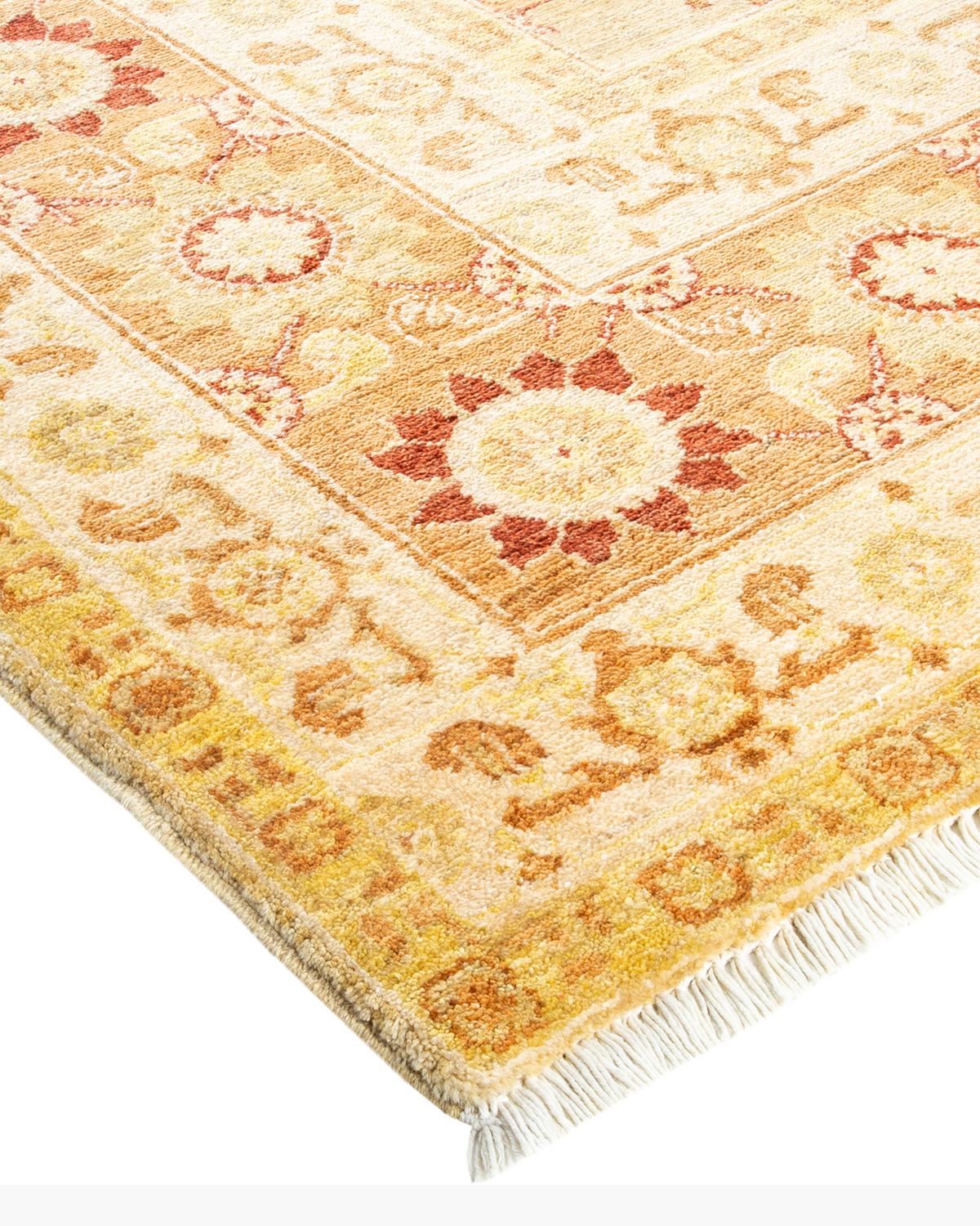 One-of-a-Kind Hand Made Contemporary Eclectic Green Area Rug For Sale 1