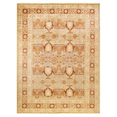 One-of-a-Kind Hand Made Contemporary Eclectic Green Area Rug