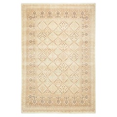 One-of-a-kind Hand Made Contemporary Eclectic Ivory Area Rug