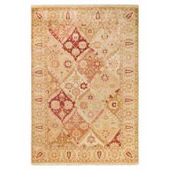 One-of-a-Kind Hand Made Contemporary Eclectic Ivory Area Rug