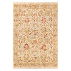 One-Of-A-Kind Hand Made Contemporary Eclectic Ivory Area Rug