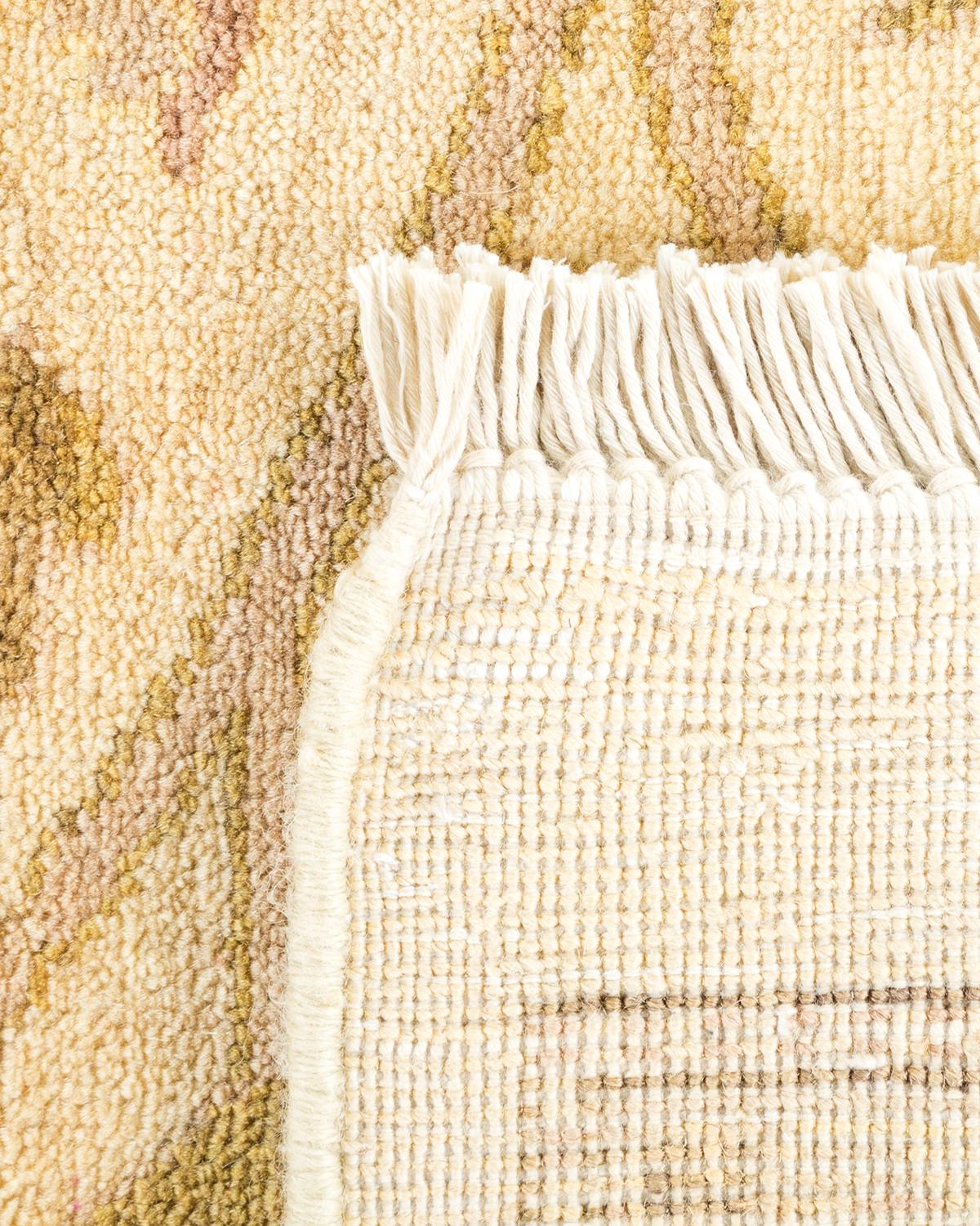 Hand-Knotted One-of-a-kind Hand Made Contemporary Eclectic Ivory Area Rug For Sale