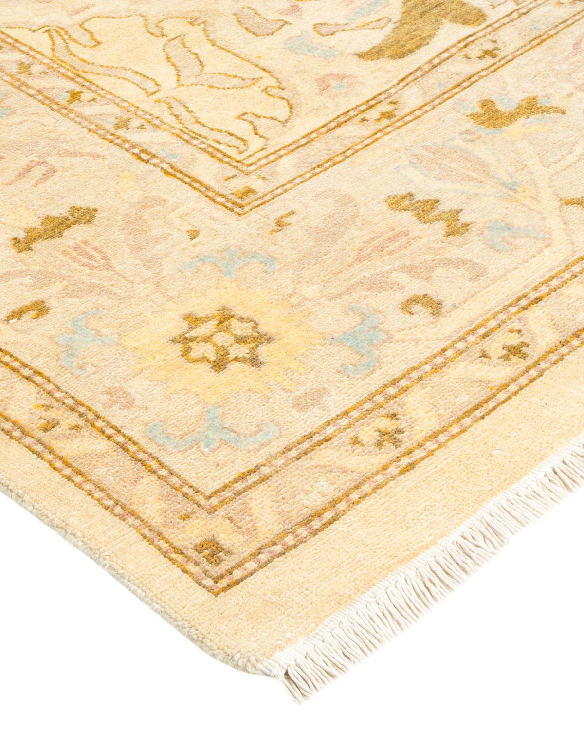 One-of-a-kind Hand Made Contemporary Eclectic Ivory Area Rug For Sale 1