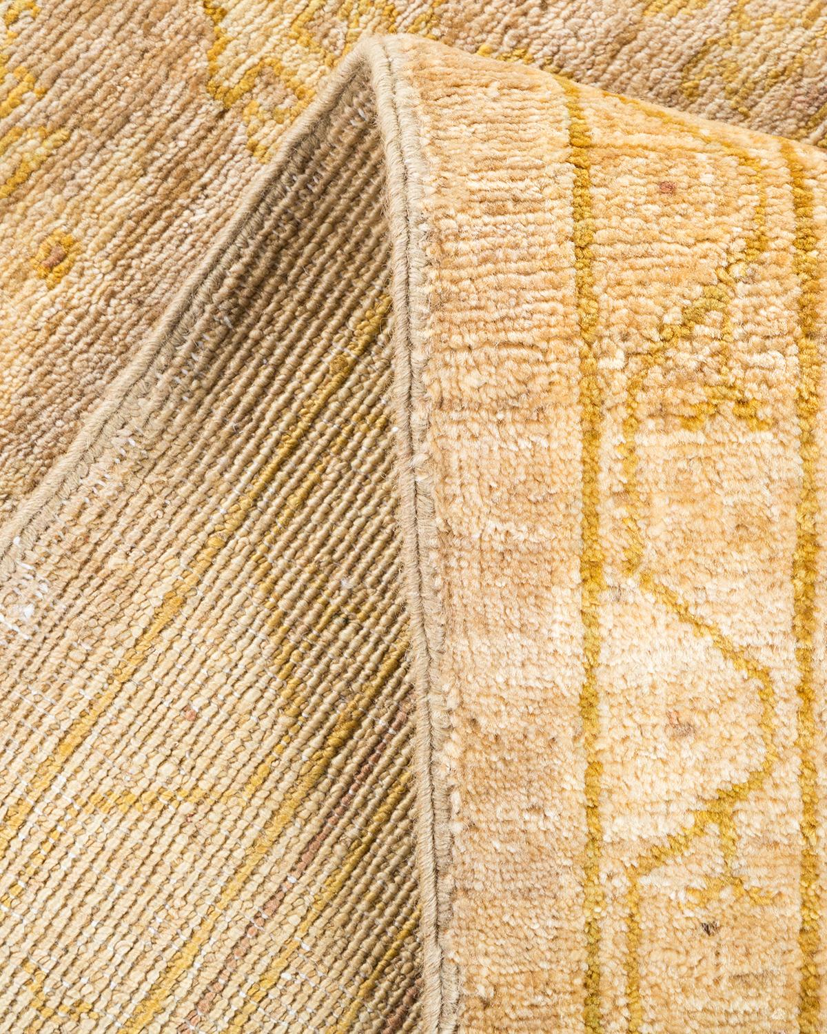 Pakistani One-Of-A-Kind Hand Made Contemporary Eclectic Ivory Area Rug For Sale