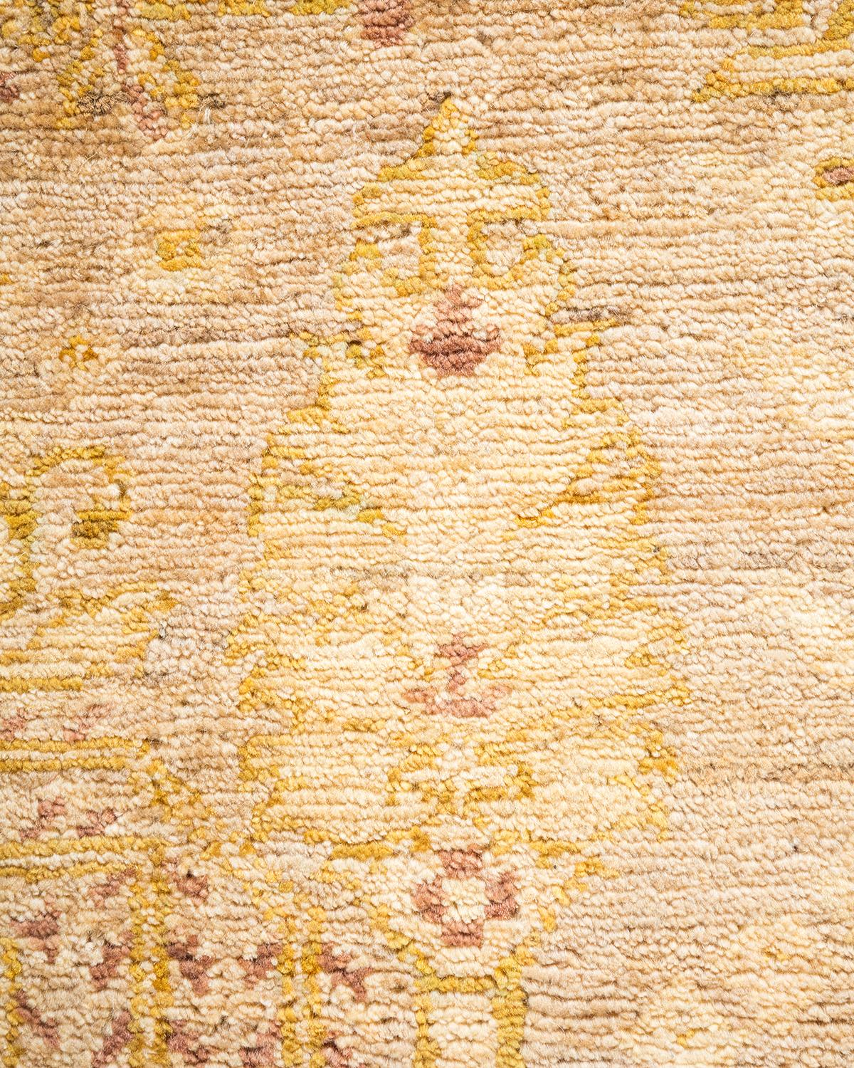 Wool One-Of-A-Kind Hand Made Contemporary Eclectic Ivory Area Rug For Sale