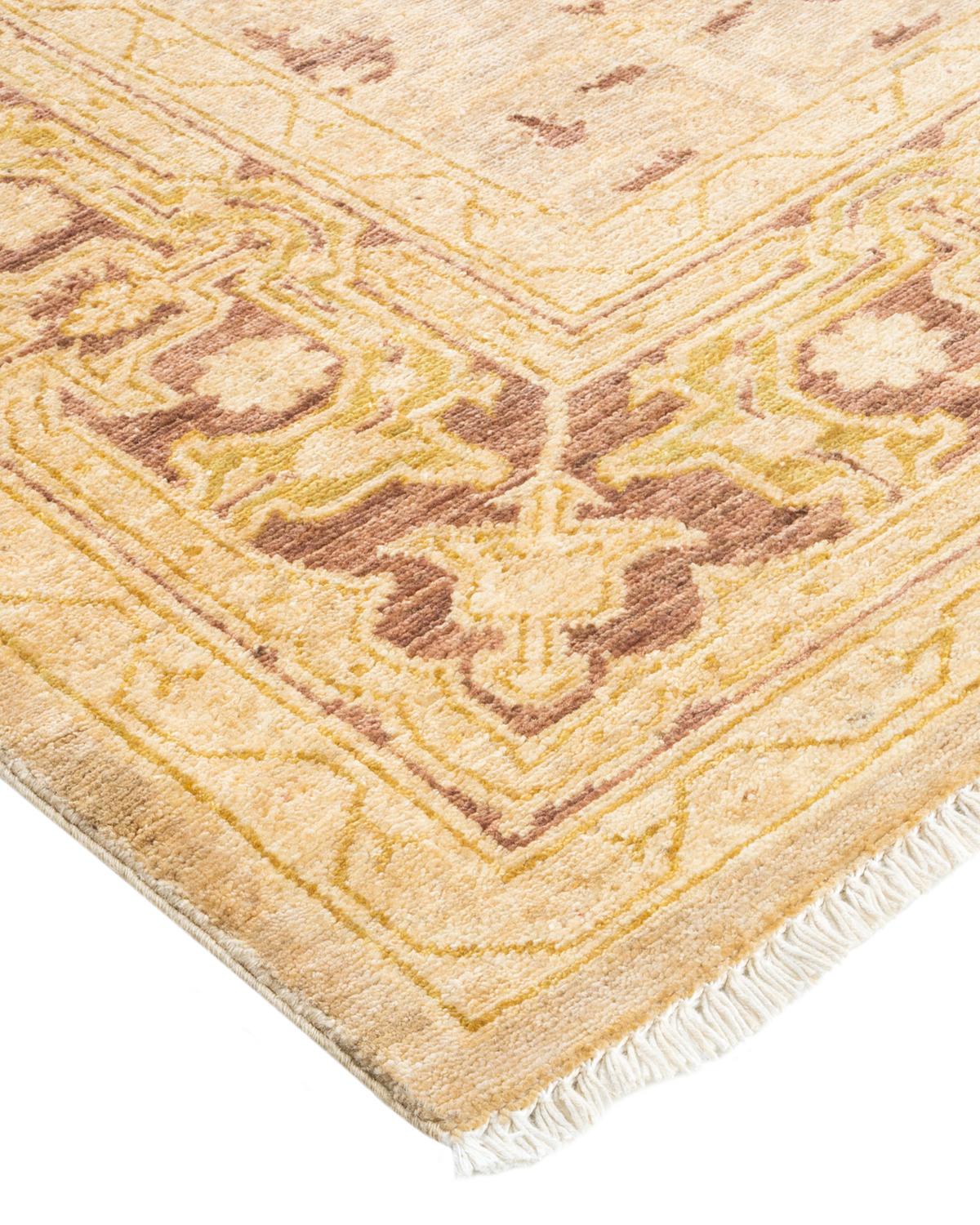 One-Of-A-Kind Hand Made Contemporary Eclectic Ivory Area Rug For Sale 1