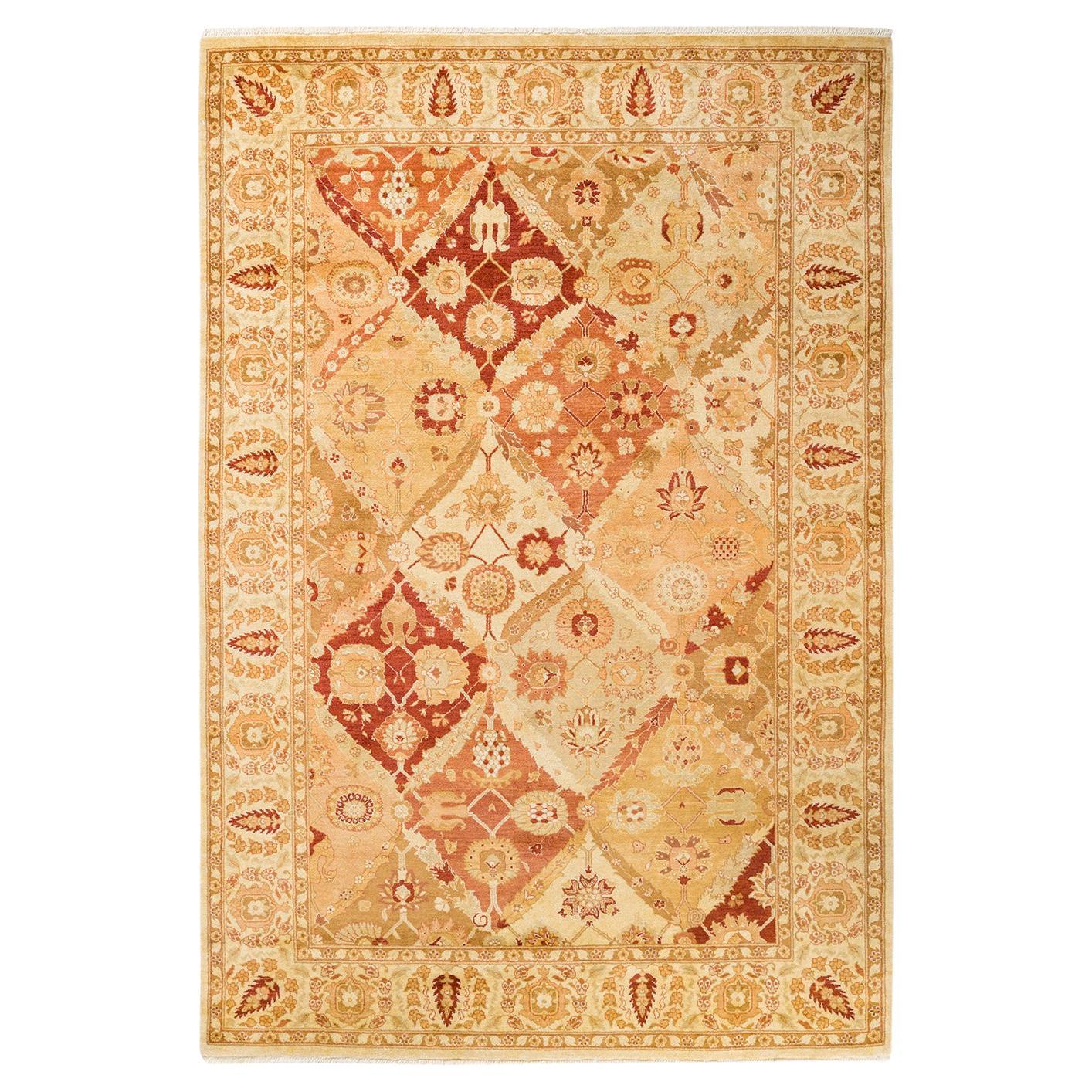 One-of-a-kind Hand Made Contemporary Eclectic Ivory Area Rug For Sale