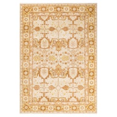One-Of-A-Kind Hand Made Contemporary Eclectic Ivory Area Rug