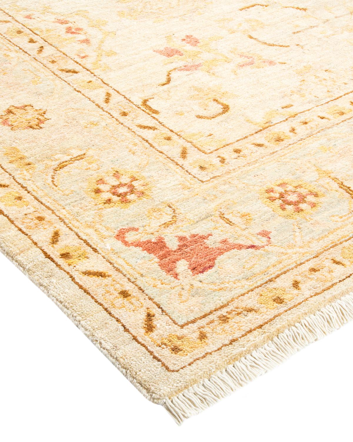 One-of-a-Kind Hand Made Contemporary Eclectic Ivory Area Rug For Sale 2
