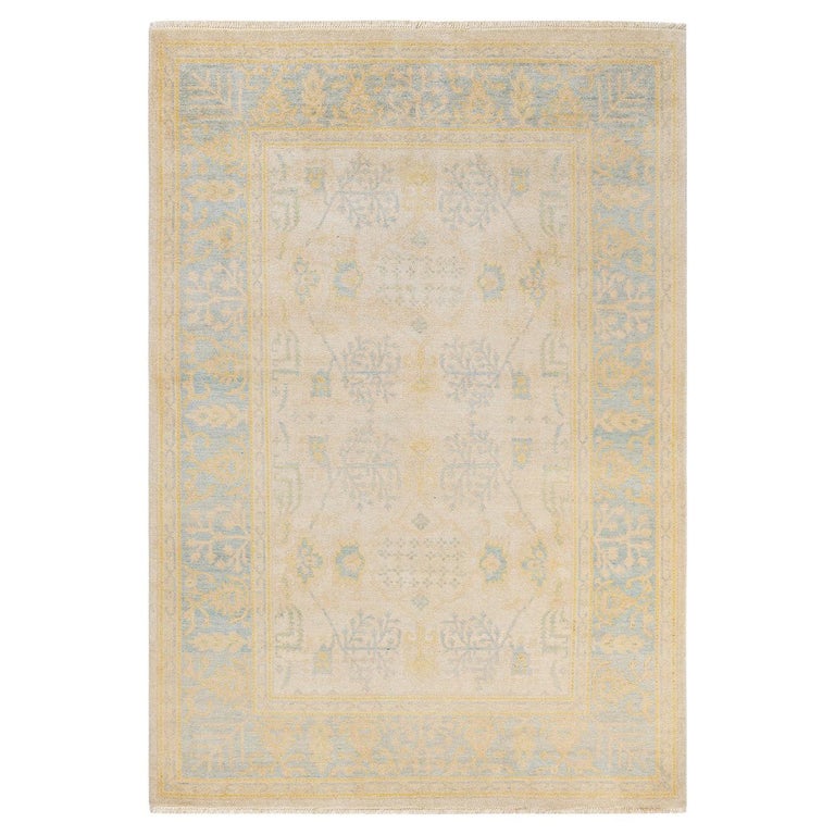 Ivory Rug Handmade One-of-a-Kind Hand Made Contemporary Eclectic Ivory Area Rug For Sale ...