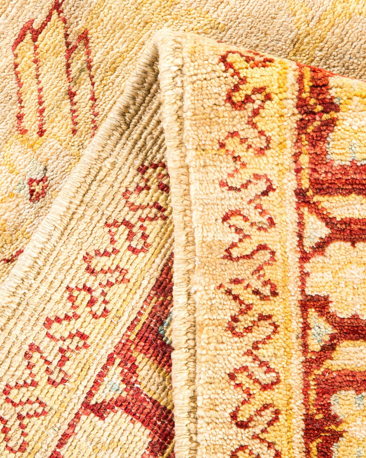 Pakistani One-of-a-Kind Hand Made Contemporary Eclectic Ivory Area Rug For Sale