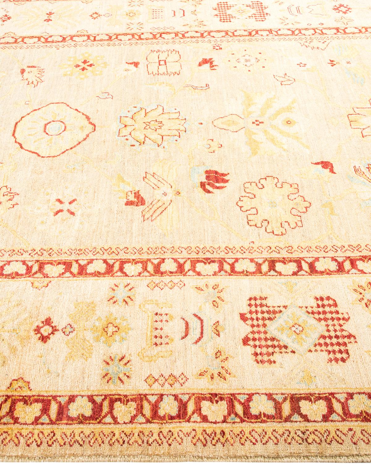 One-of-a-Kind Hand Made Contemporary Eclectic Ivory Area Rug In New Condition For Sale In Norwalk, CT