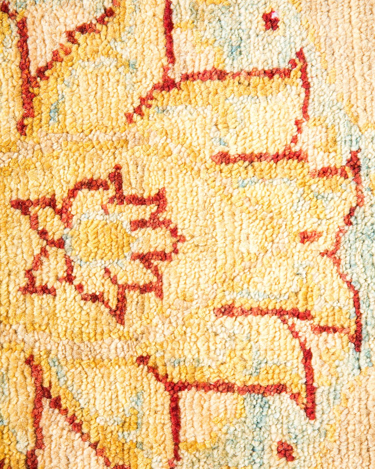Wool One-of-a-Kind Hand Made Contemporary Eclectic Ivory Area Rug For Sale