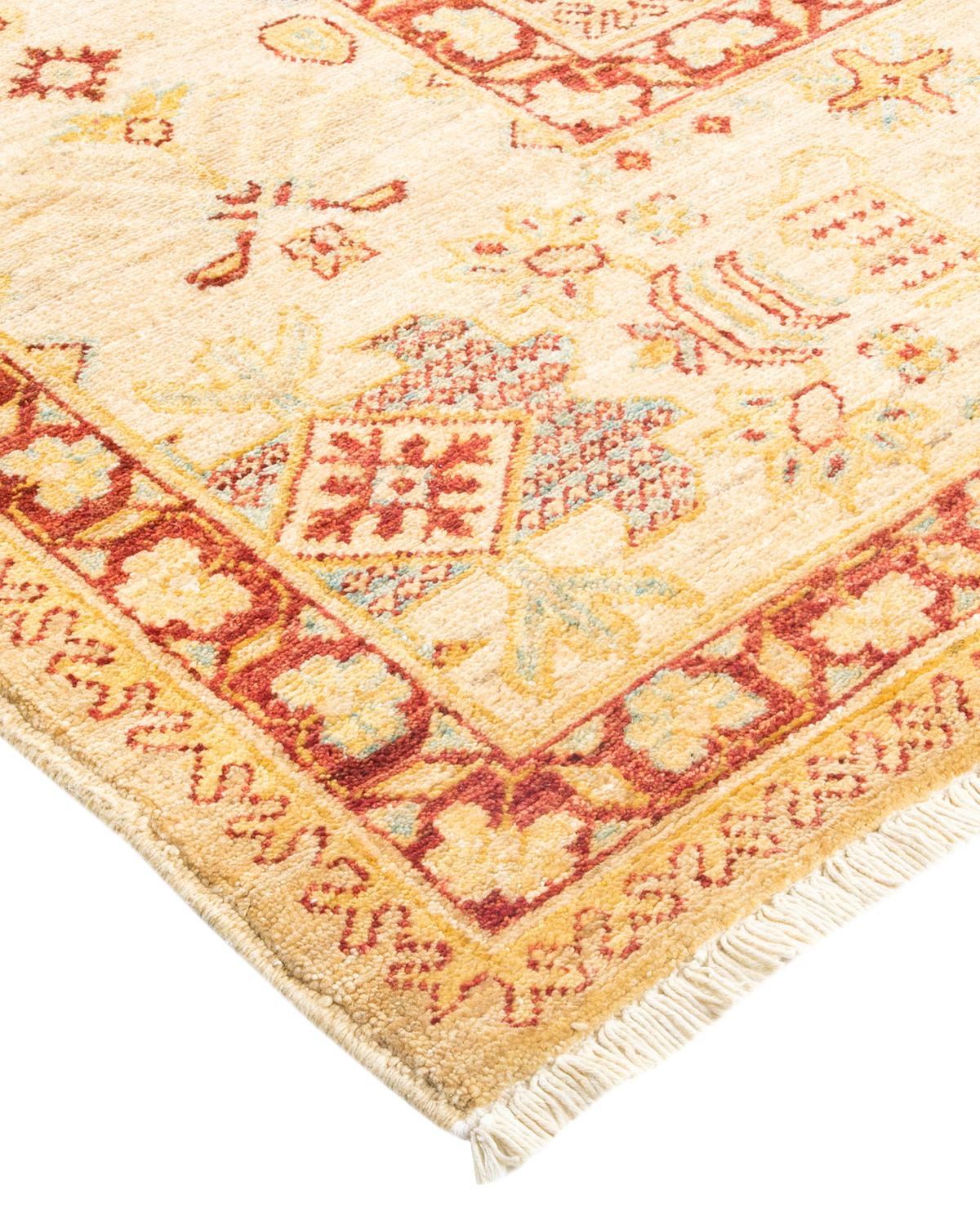 One-of-a-Kind Hand Made Contemporary Eclectic Ivory Area Rug For Sale 1