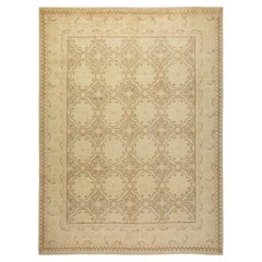 One-of-a-Kind Hand Made Contemporary Eclectic Ivory Area Rug
