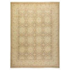 One-of-a-Kind Hand Made Contemporary Eclectic Ivory Area Rug