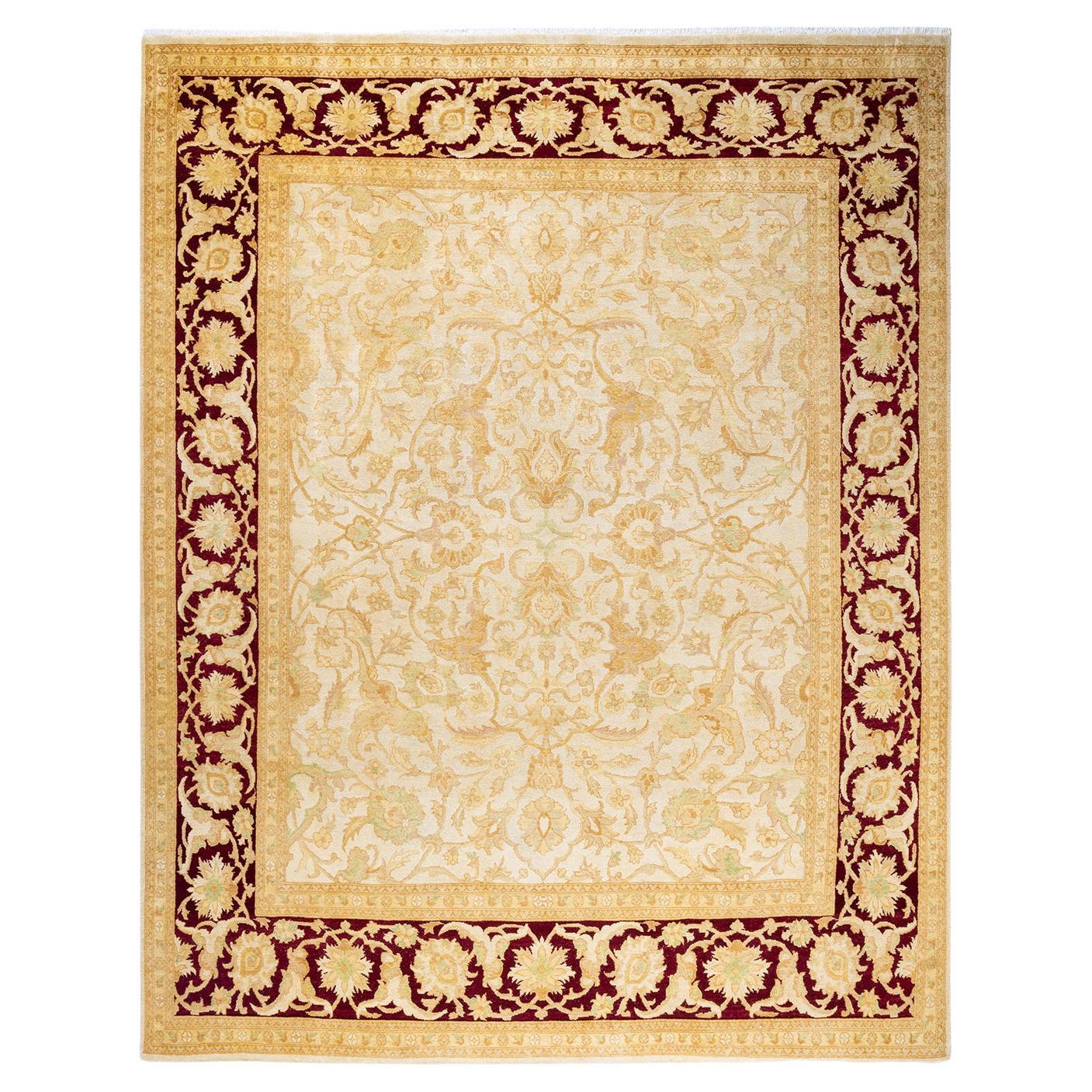 One-of-a-kind Hand Made Contemporary Eclectic Ivory Area Rug