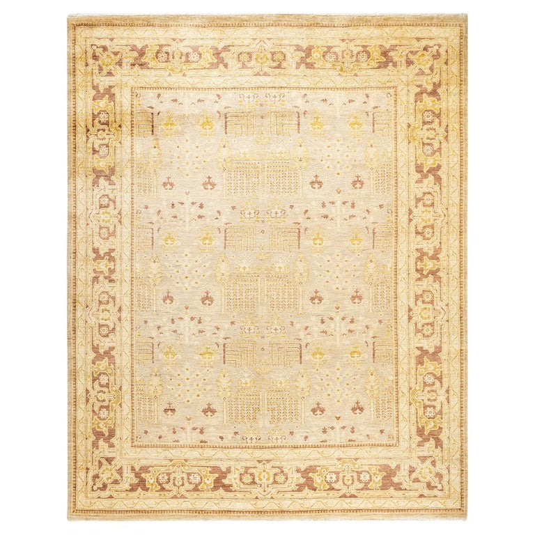 Ivory Rug Handmade One-of-a-Kind Hand Made Contemporary Eclectic Ivory Area Rug For Sale ...