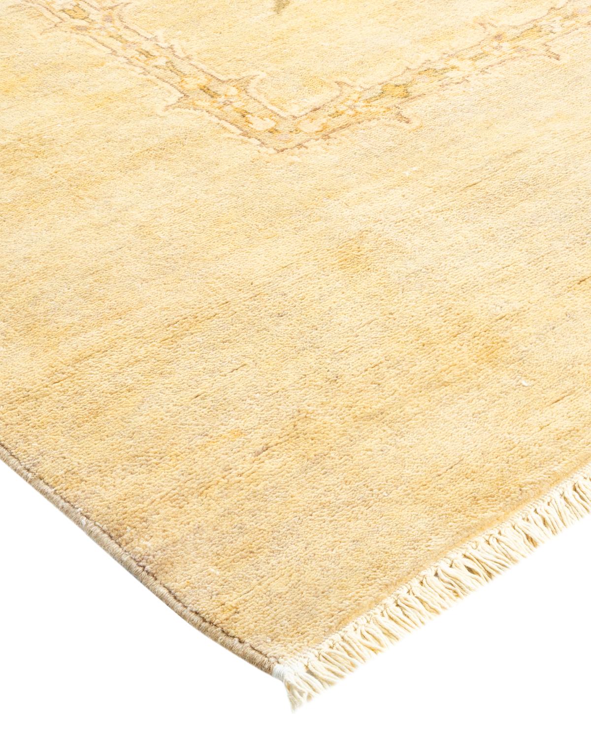 One-Of-A-Kind Hand Made Contemporary Eclectic Ivory Area Rug For Sale 1