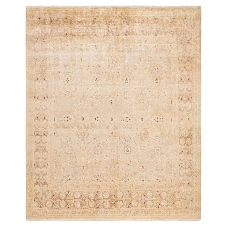Ivory Rug Handmade One-of-a-Kind Hand Made Contemporary Eclectic Ivory Area Rug For Sale ...