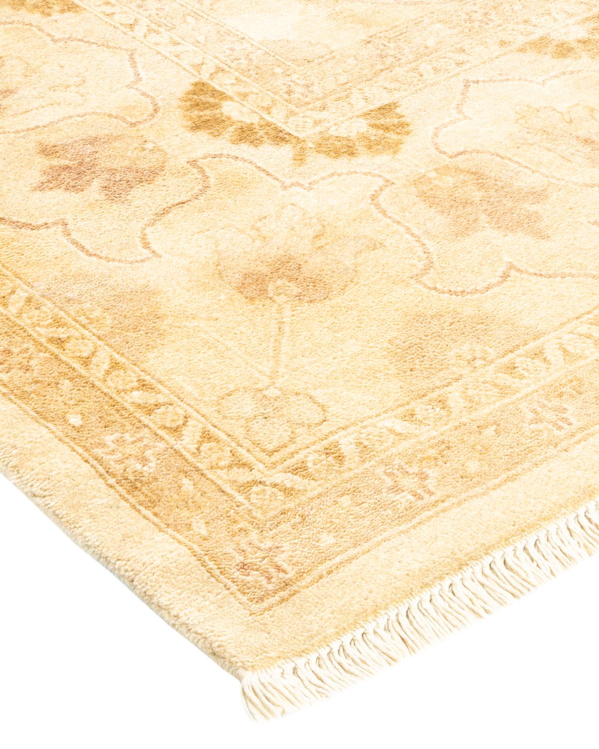 One-of-a-kind Hand Made Contemporary Eclectic Ivory Area Rug For Sale 1