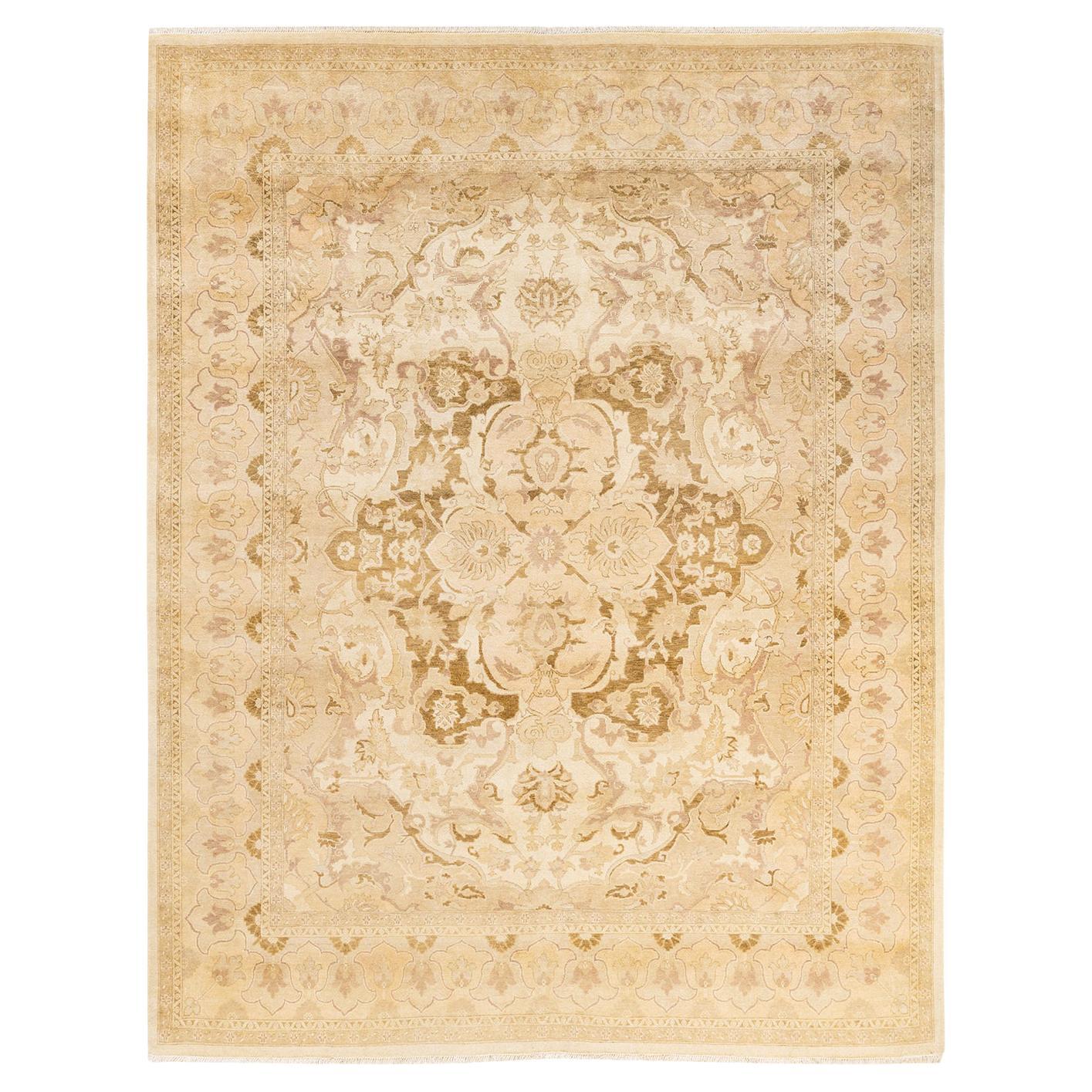 One-of-a-kind Hand Made Contemporary Eclectic Ivory Area Rug