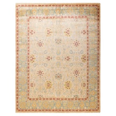 One-of-a-Kind Hand Made Contemporary Eclectic Ivory Area Rug