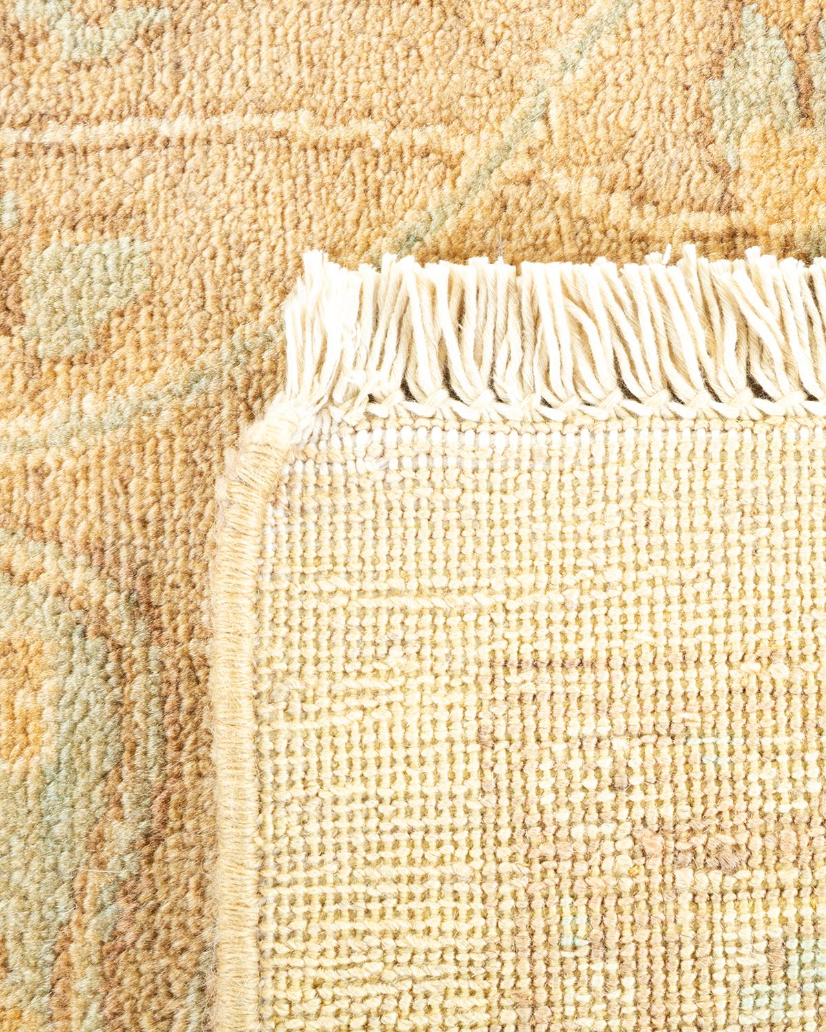 Hand-Knotted One-Of-A-Kind Hand Made Contemporary Eclectic Ivory Area Rug