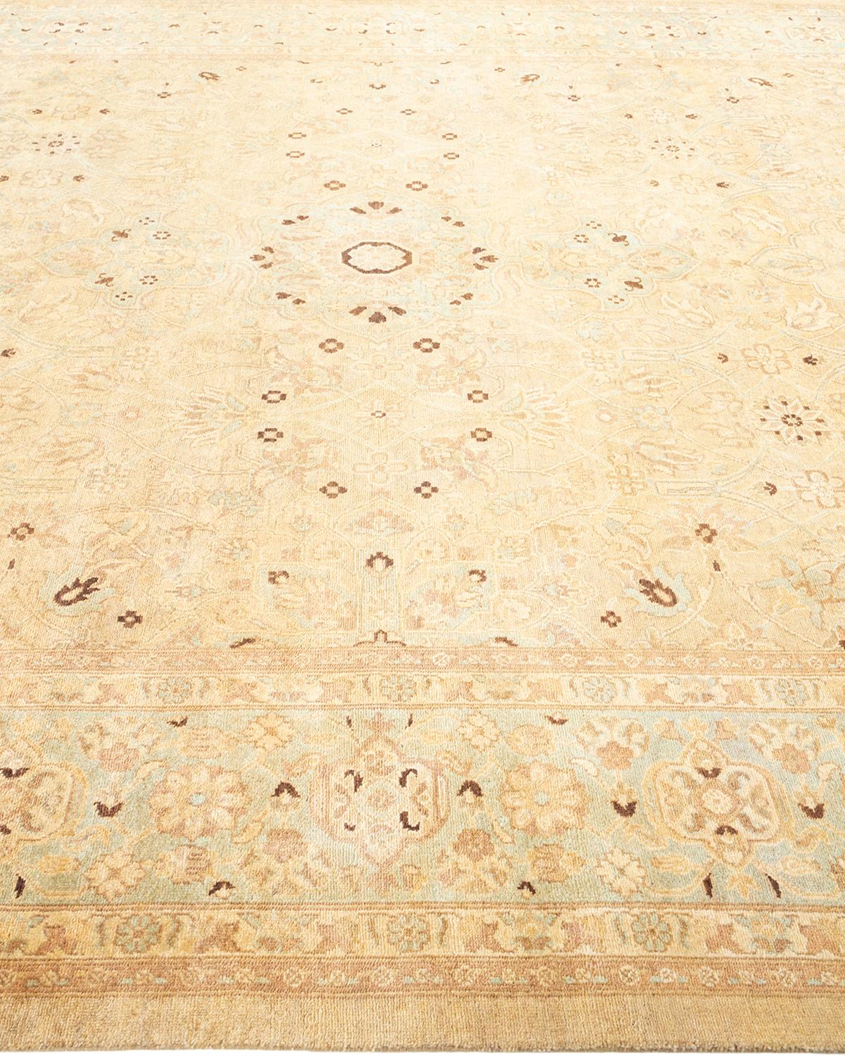 One-Of-A-Kind Hand Made Contemporary Eclectic Ivory Area Rug In New Condition In Norwalk, CT