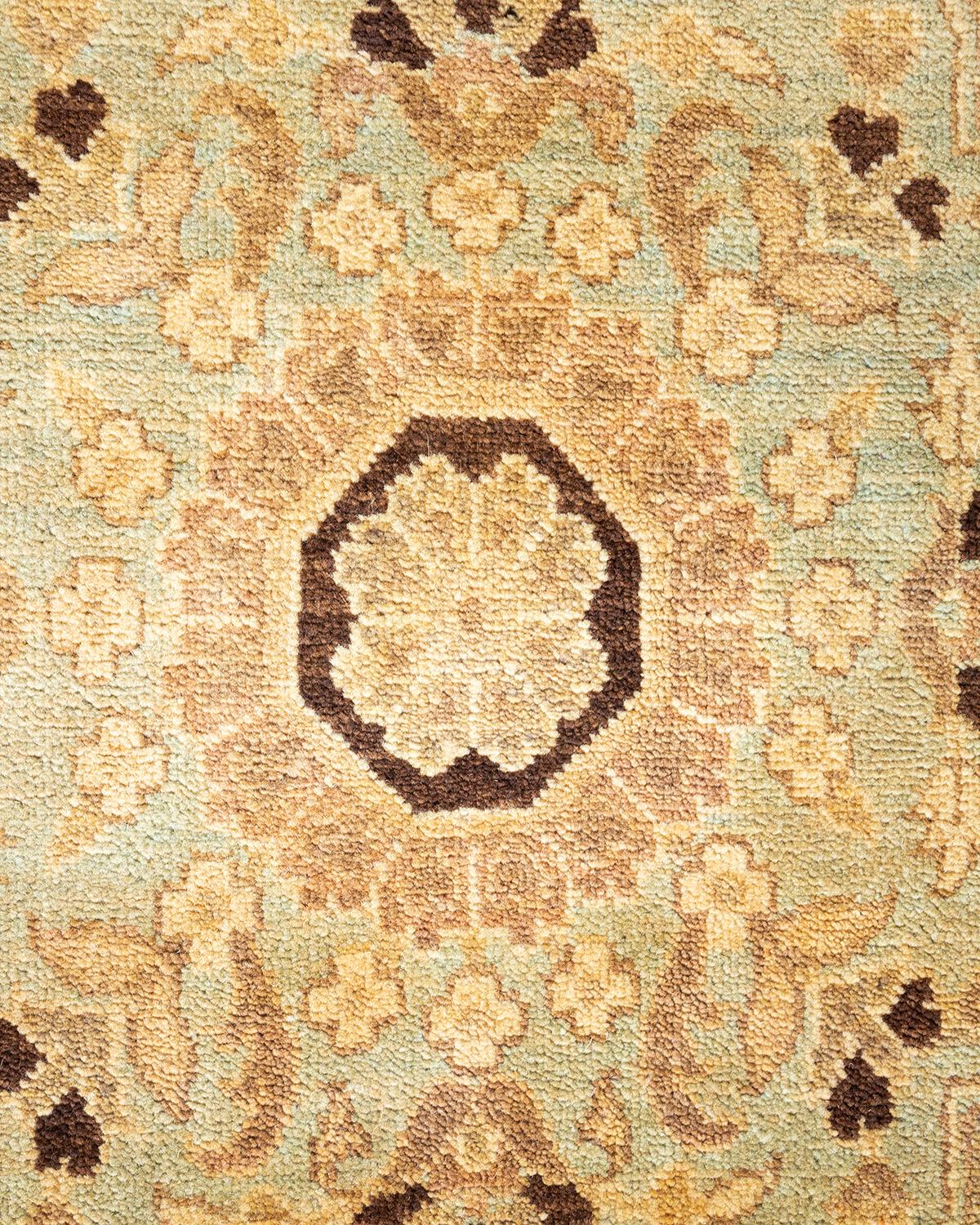 Wool One-Of-A-Kind Hand Made Contemporary Eclectic Ivory Area Rug