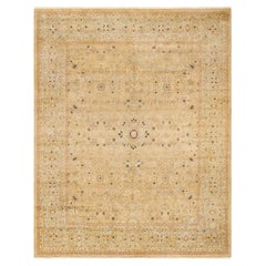 One-Of-A-Kind Hand Made Contemporary Eclectic Ivory Area Rug