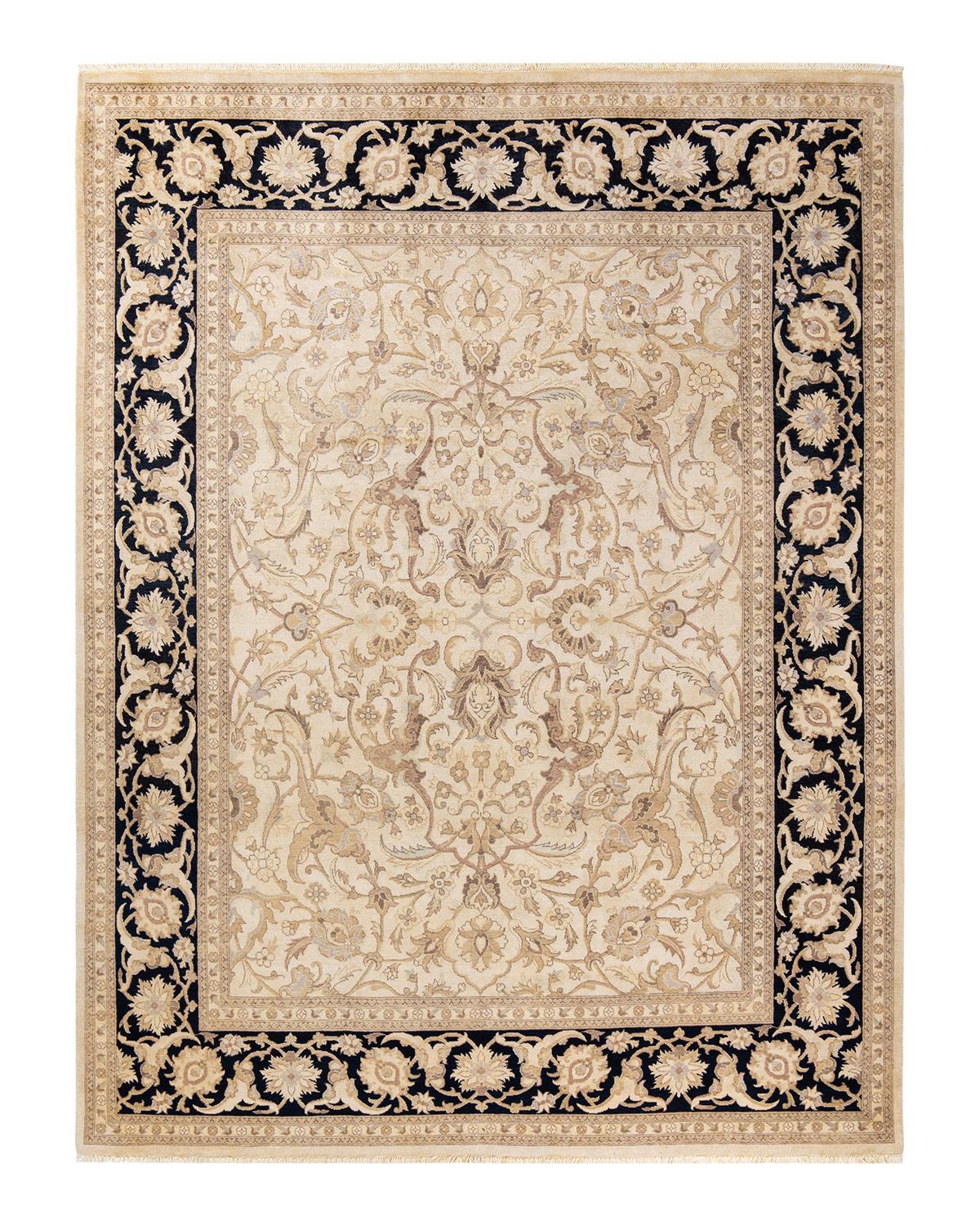 Other One-Of-A-Kind Hand Made Contemporary Eclectic Ivory Area Rug For Sale