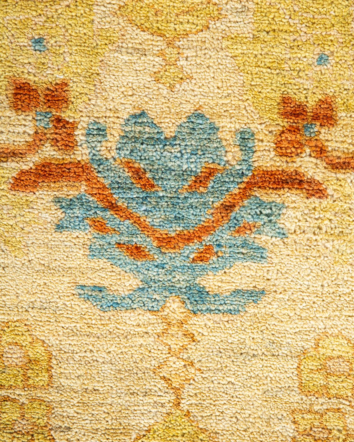 XXIe siècle et contemporain Tapis contemporain éclectique en ivoire fait à la main unique en son genre en vente