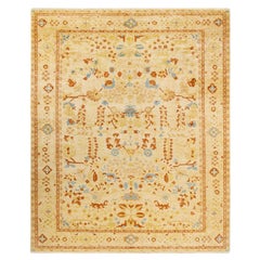 One-Of-A-Kind Hand Made Contemporary Eclectic Ivory Area Rug