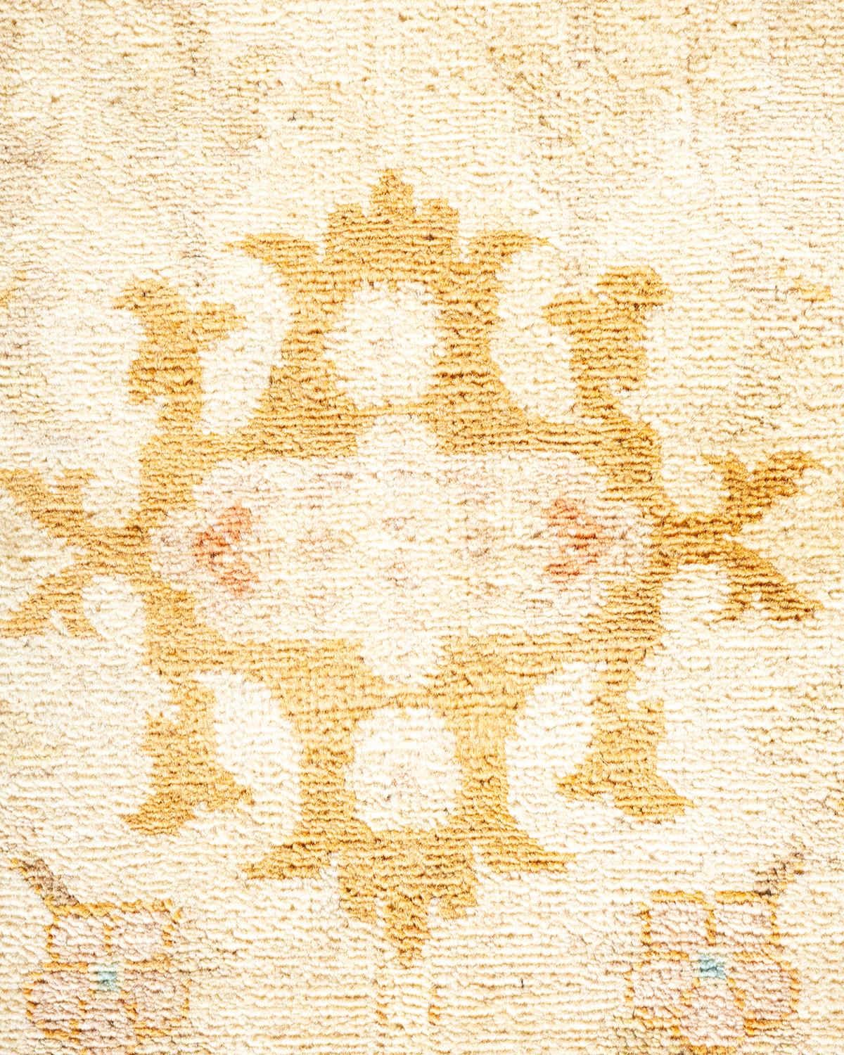 Wool One-of-a-Kind Hand Made Contemporary Eclectic Ivory Area Rug For Sale